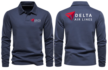 AIR DELTA AIRLINES LONG SLEEVE POLO